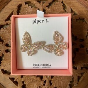 Piper K Butterfly Rhinestone Earrings
